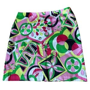 NWT Women’s Melly M Pink Green Geometric Athletic Golf Tennis Skirt Size 8